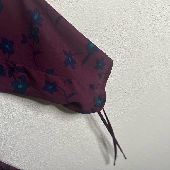 Molly and Isadora Long Sleeve Floral Print Dress Plum Blue 20w - Picture 5 of 12